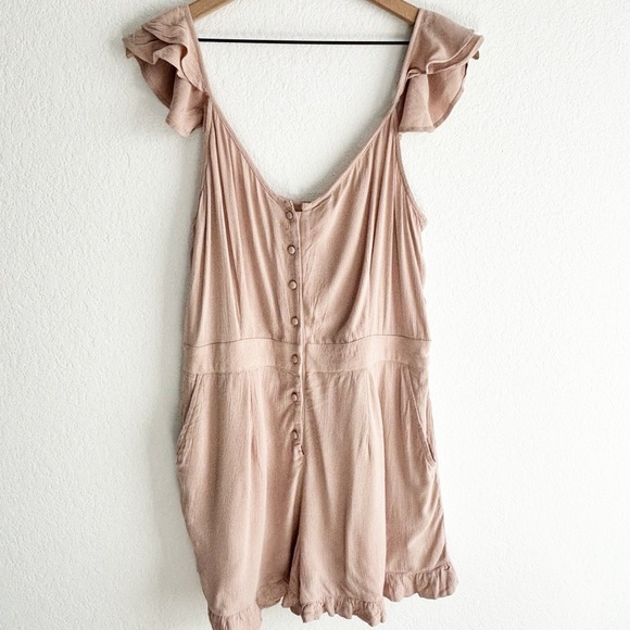 URBAN OUTFITTERS UO NORMA BUTTON-DOWN WOMEN ROMPER WITH POCKETS SIZE LARGE - Picture 2 of 7